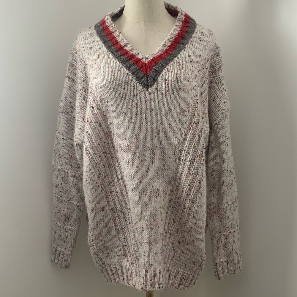 Reborn J Oversized Ivory Confetti V-Neck Sweater